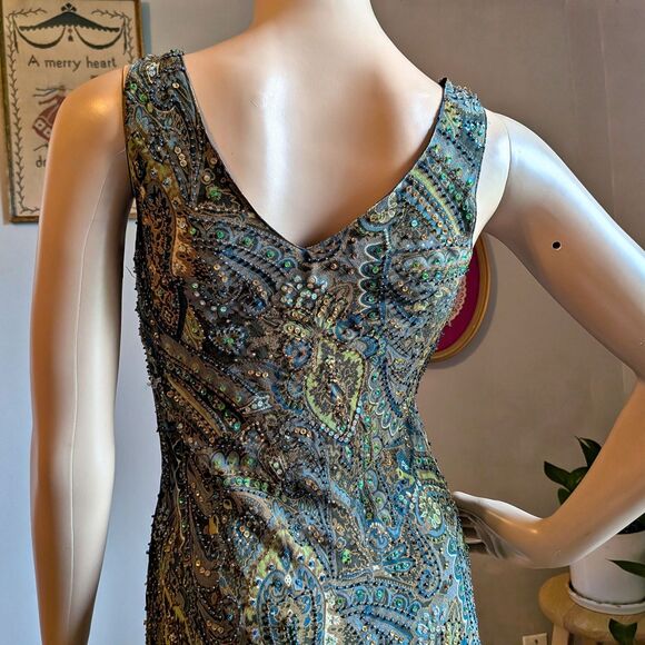 Vintage Y2K Georgiou Studios Silk Mini Dress Beaded Sequin Whimsigoth Party 2 - Picture 12 of 15